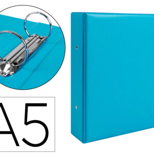 Carpeta de 2 anillas 40 mm redondas liderpapel a5 carton forrado pvc azul