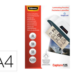 Bolsa de plastificar fellowes brillo din a4 125 micras pack 100 unidades
