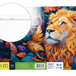 Bloc dibujo liderpapel lineal espiral 460x325 mm 20 hojas 180 gr/m2 con recuadro perforado
