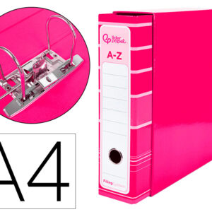 Archivador de palanca liderpap el a4 filing system forrado sin rado lomo 80mm rosa con caja y compresor metalico