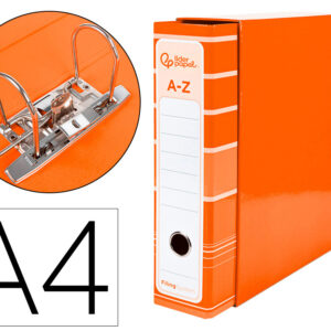 Archivador de palanca liderpap el a4 filing system forrado sin rado lomo 80mm naranja con caja y compresor metalico