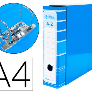 Archivador de palanca liderpap el a4 filing system forrado sin rado lomo 80mm celeste con caja y compresor metalico
