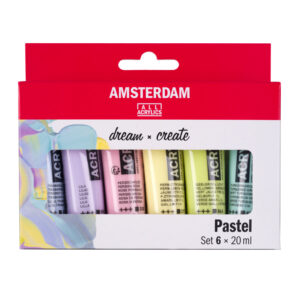Pintura acrilica amsterdam 20 ml caja de 6 colores surtidos pastel