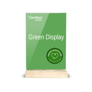 Expositor sobremesa archivo 2000 forma t metacrilato 100% reciclado con base de madera din a4 40x210x330 mm