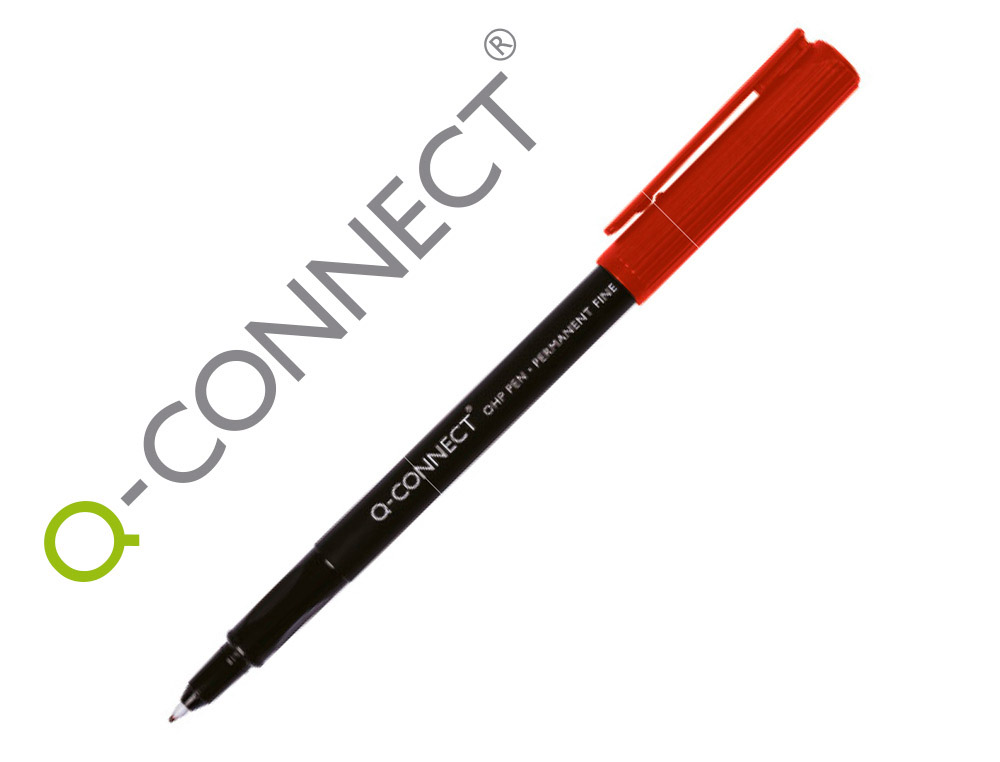 Rotulador q-connect retroproyeccion punta fibra super fina redonda 0.5 mm permanente rojo