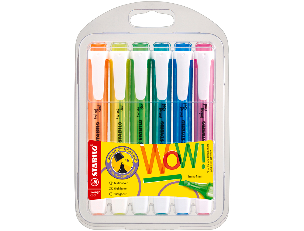 Rotulador stabilo fluorescente swing cool swing cool estuche 6 unidades colores surtidos