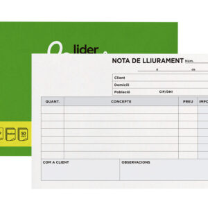 Talonario liderpapel entregas 8º original y copia t228 apaisado texto en catalan